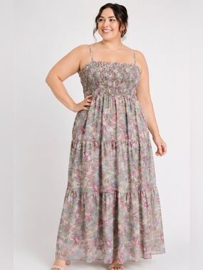 Eloquii Smocked chiffon Maxi Dress